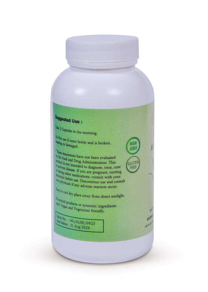Aloe vera capsule for antibacterial skincare and acne - natural herbal supplement - Indusfarms