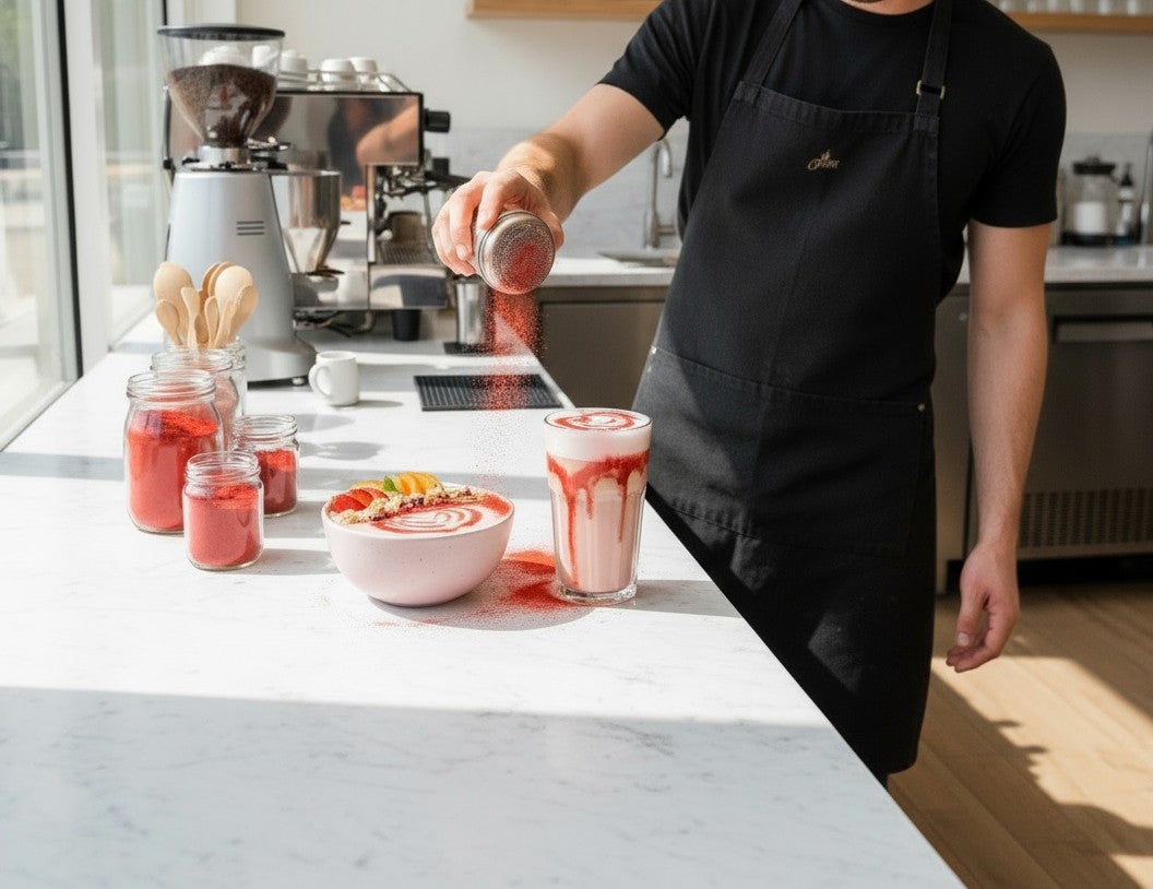 cafe use of strawberry powder