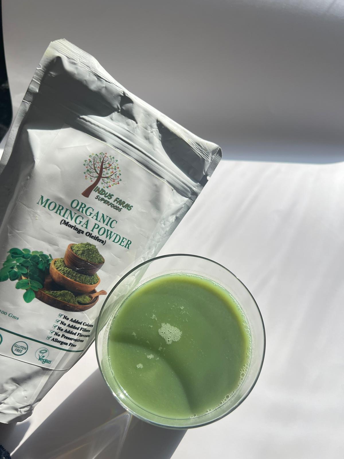 Organic Moringa leaf powder - green superfood, vegan, GMO-free, herbal - Indusfarms