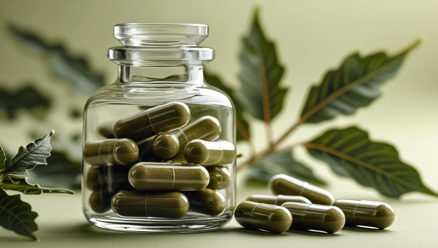 Neem Powder Capsules Organic – Dietary Herbal Supplement, Vegan, GMO-Free