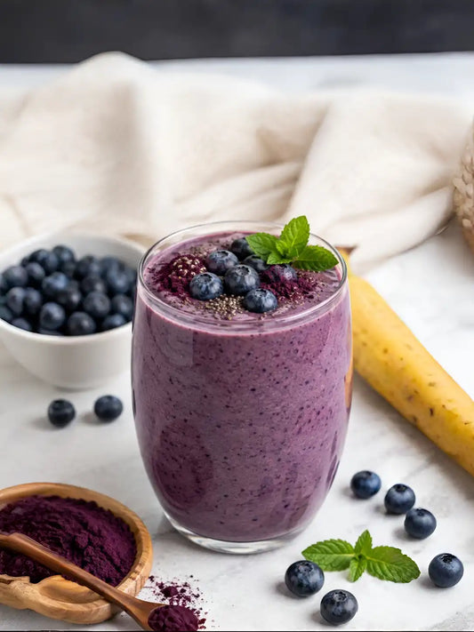 Healthy Blueberry Smoothie Recipe with Freeze-Dried Blueberry Powder