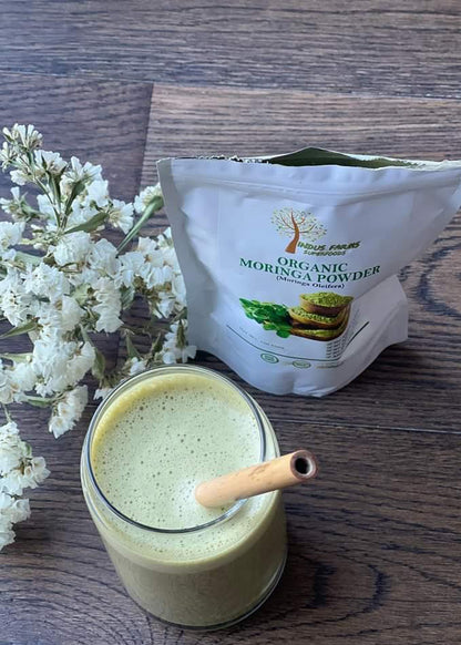Organic Moringa leaf powder - green superfood, vegan, GMO-free, herbal - Indusfarms