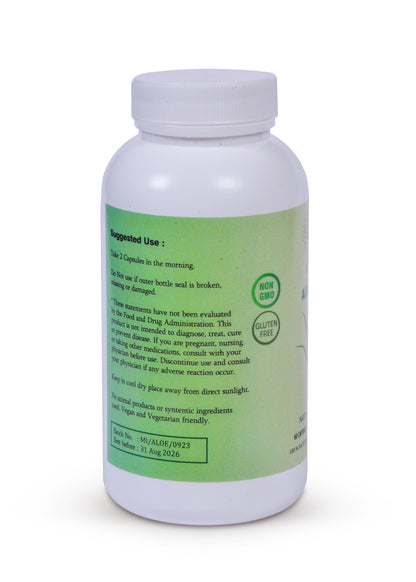 Aloe vera capsule for antibacterial skincare and acne - natural herbal supplement - Indusfarms