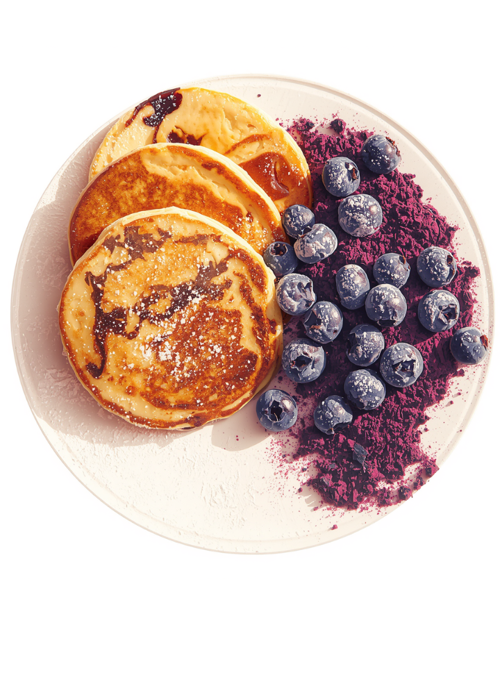 pancakes with blueberry powder