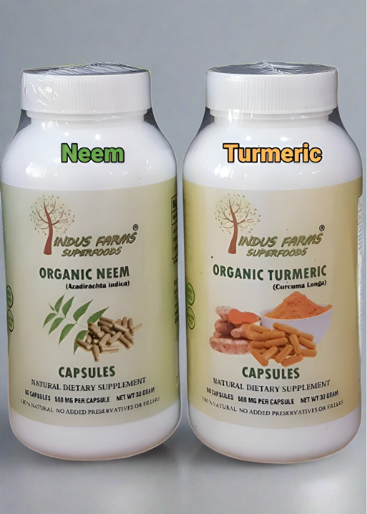 Neem Turmeric capsules, organic powder - Indusfarms