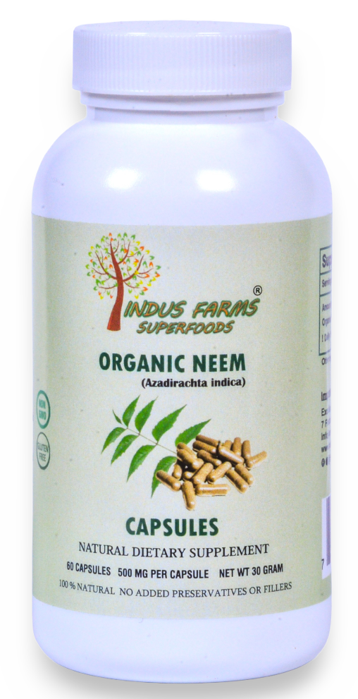 Neem Powder Capsules Organic – Dietary Herbal Supplement, Vegan, GMO-Free