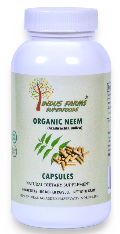 Neem Powder Capsules Organic – Dietary Herbal Supplement, Vegan, GMO-Free