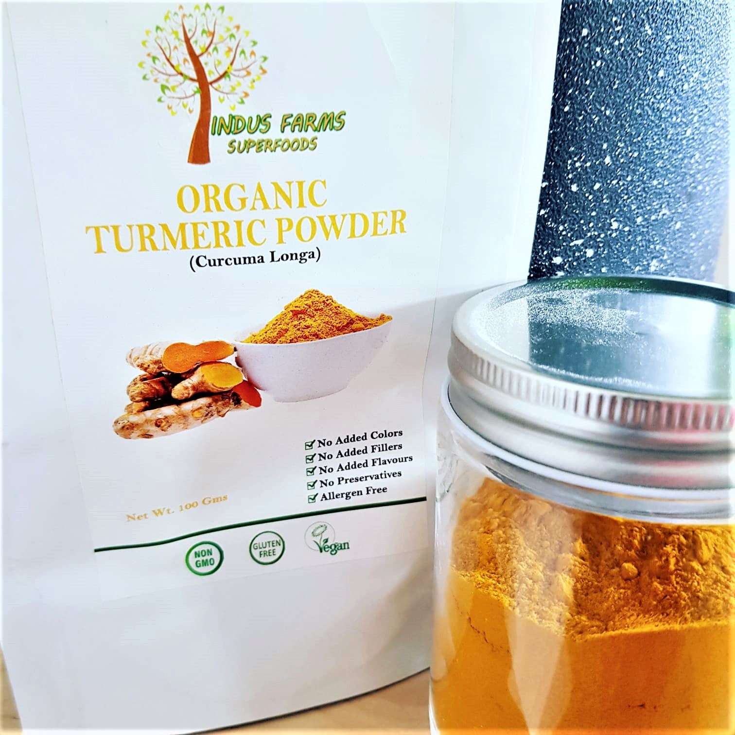 Turmeric - organic curcumin health herbal supplement, spices, Indusfarms, wholesale jar- Indusfarms