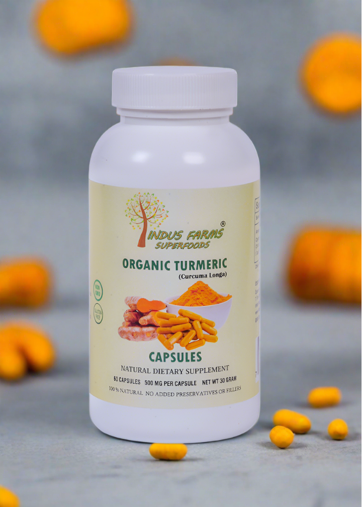 Organic Turmeric capsules - vegan, anti-inflammatory - Indusfarms