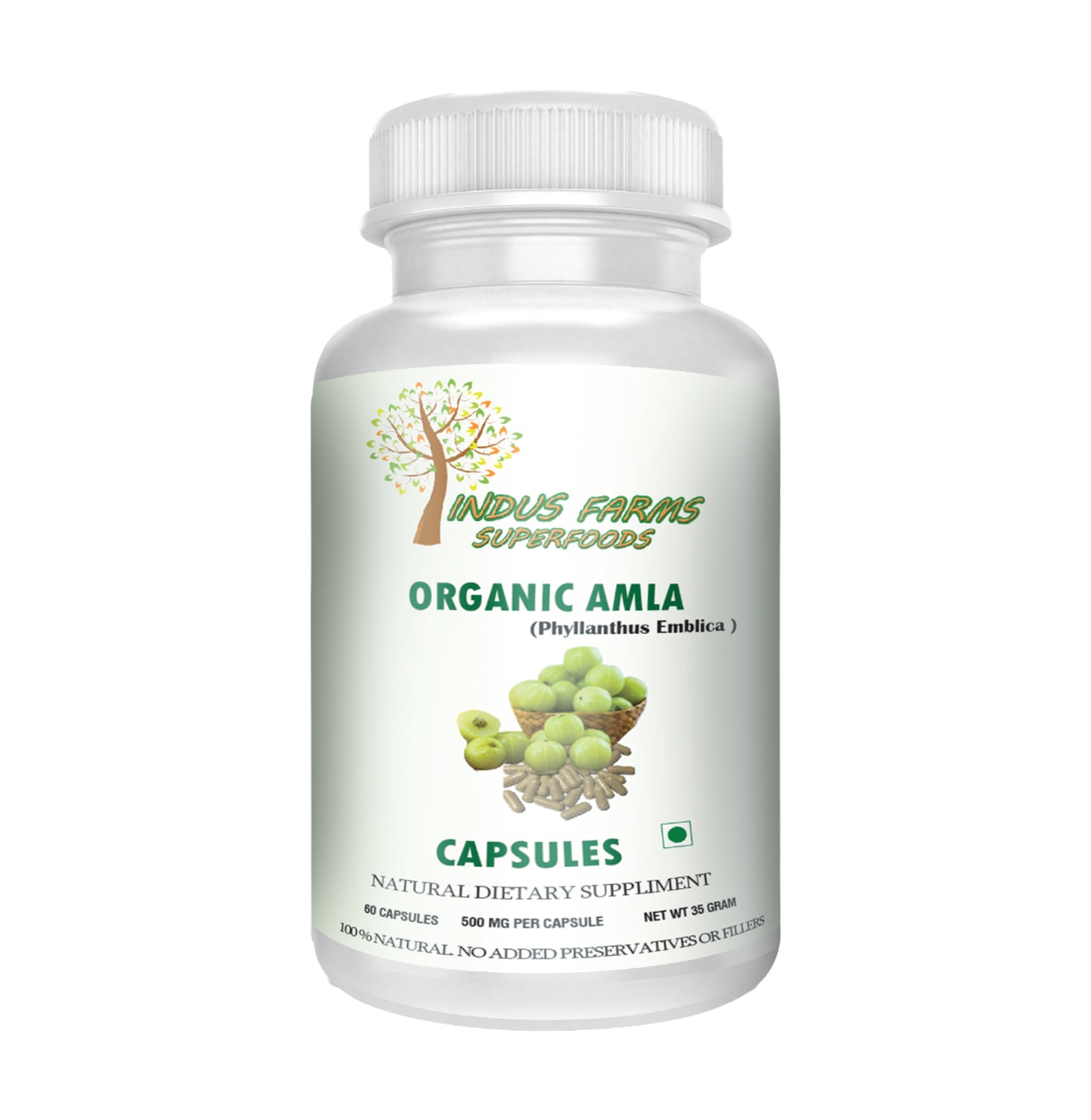 Indus Farms Organic Amla Powder Capsules Vegetarian capsules 500mg