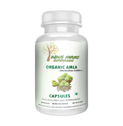 Indus Farms Organic Amla Powder Capsules Vegetarian capsules 500mg