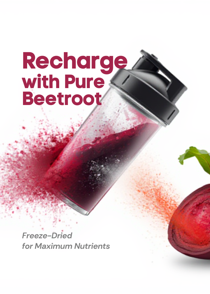 Beetroot powder smoothie recipe with shaker bottle
