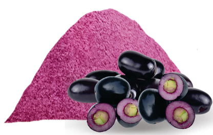 Fine purple Java Plum Fruit Powder texture close-up