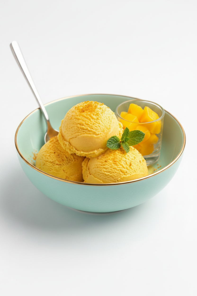 Mango ice cream freeze dried